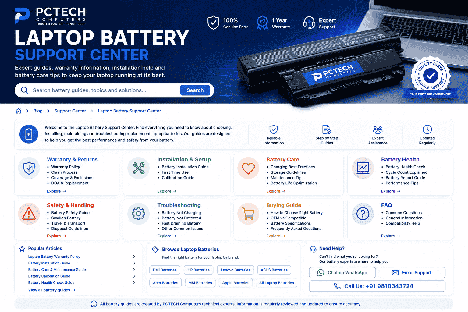 Laptop Battery Support Center | Warranty, Installation & Troubleshooting Laptop Battery Support Center | Warranty, Installation & Troubleshooting