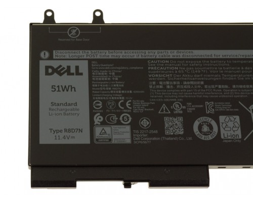 Dell R8D7N 51Wh 3-Cell 11.4V Standard Rechargeable Li-ion Original Laptop Battery 