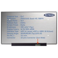 BOE NE156QHM-NZ1 15.6-inch 240Hz QHD LCD LED Laptop Screen (2560x1440, 40-pin eDP 21mm connector)