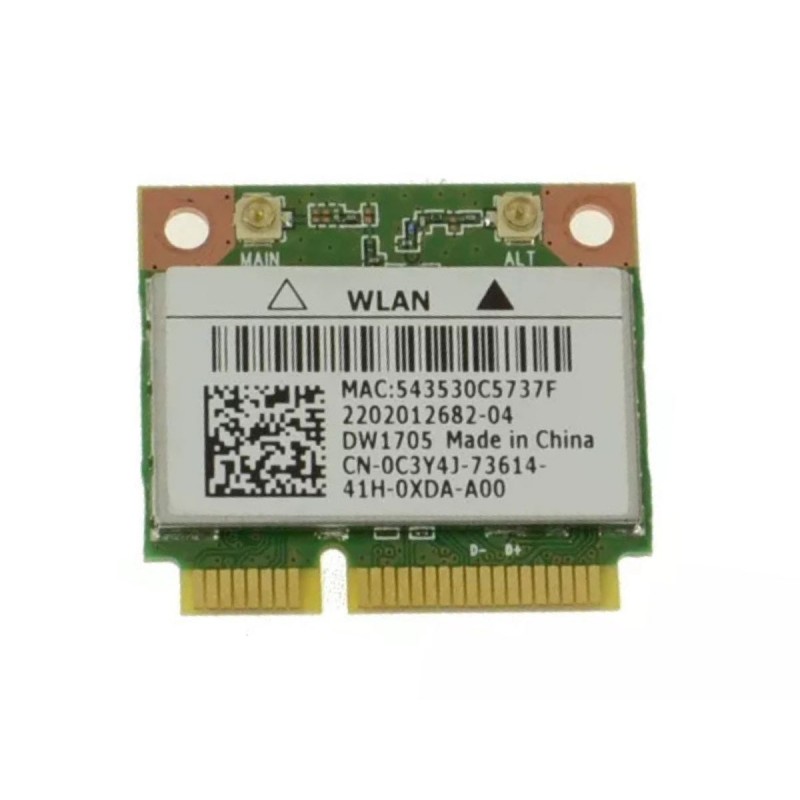 Dell Dual Band Wireless DW1705 WLAN 802.11 b/g/n + Bluetooth 4.0 Half-Height Mini-PCI Express Card Dell Dual Band Wireless DW1705 WLAN 802.11 b/g/n + Bluetooth 4.0 Half-Height Mini-PCI Express Card