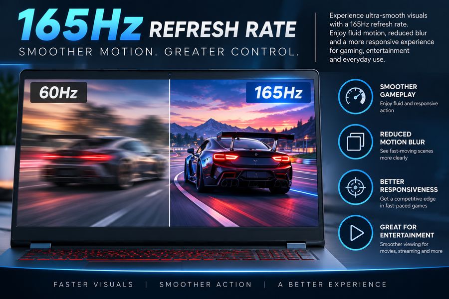 165Hz smooth refresh rate laptop display